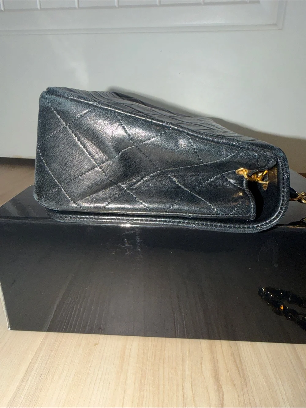 CHANEL Vintage Quilted Leather Shoulder Bag with Gold Chain and CC Turn-Lock